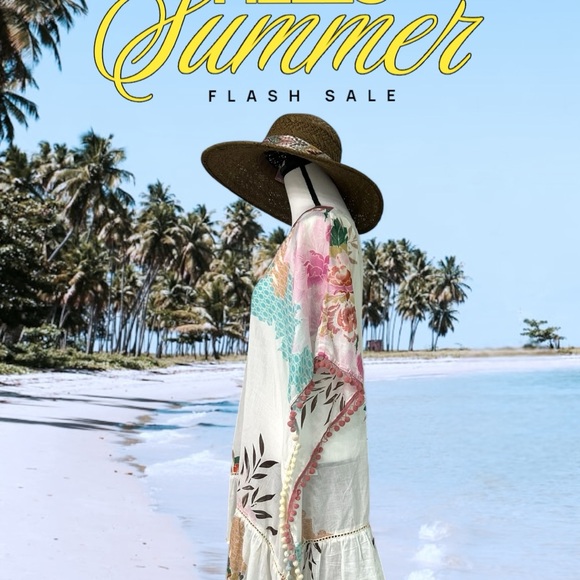 Z&L Floral Kaftan Cover-Up (HAT not included) - Picture 5 of 7